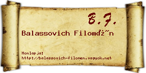 Balassovich Filomén névjegykártya